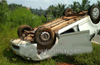 Lucky escape for occupants , after  car overturns in Moodabidri